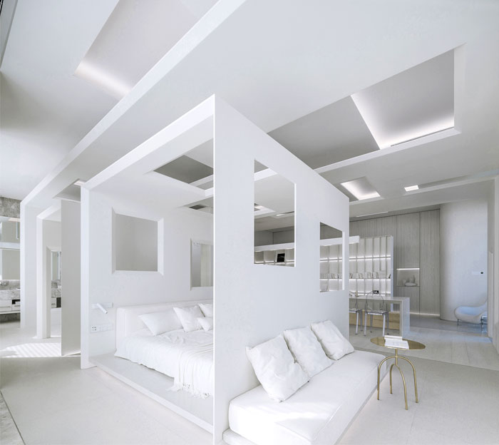 Белоснежный интерьер просторной студии