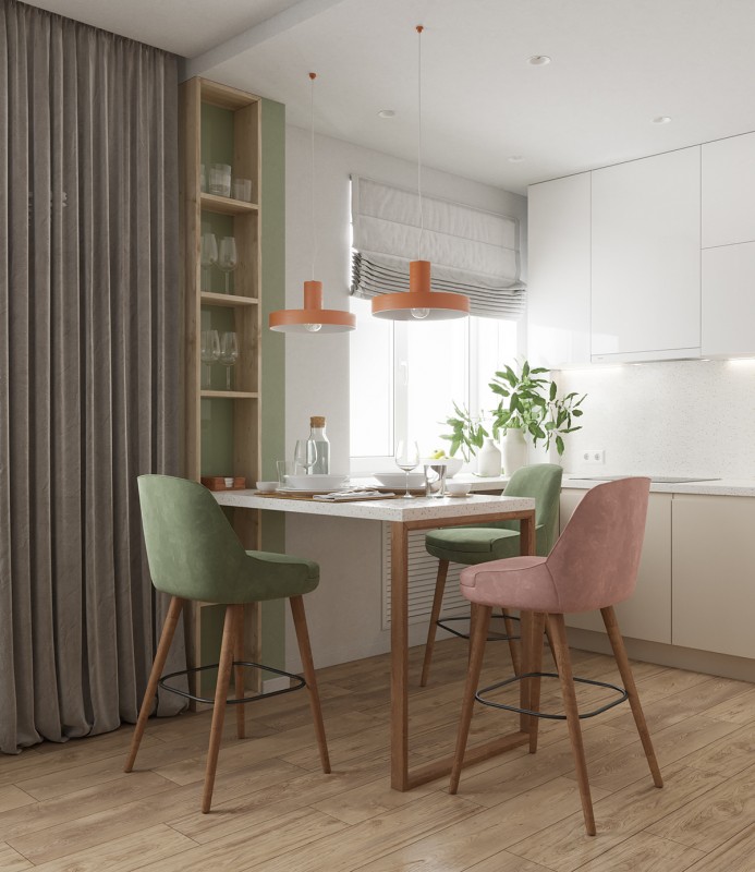 Небольшая квартира, оформленная в теплых тонах