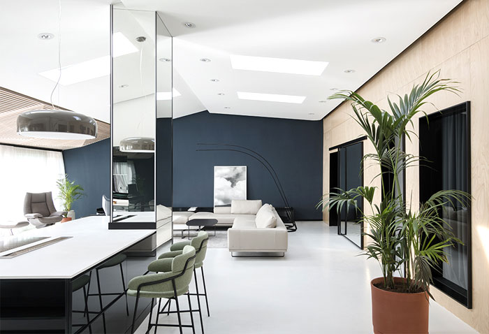 Открытая планировка просторной квартиры в Белграде