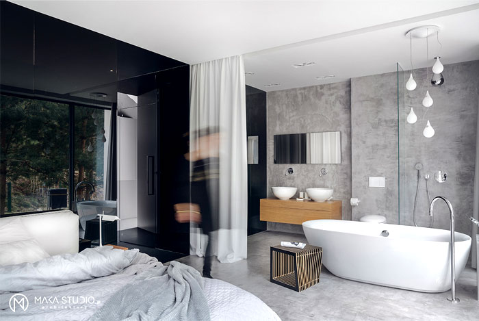 Черно-белый минималистичный интерьер дома в Польше