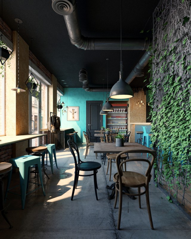 Кафе в индустриальном стиле Кафе в индустриальном стиле