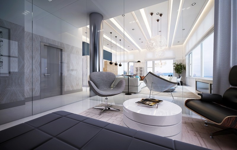 Высококлассные современные апартаменты в Нью-Джерси с видом на реку Гудзон