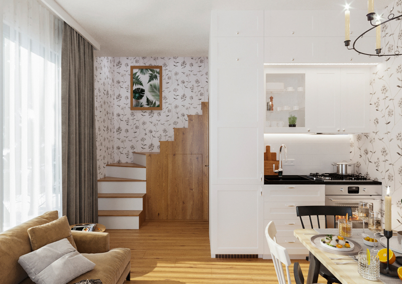 Интерьер небольшого двухэтажного дома