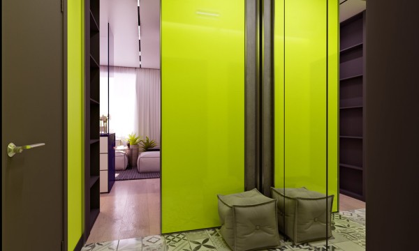 Ослепительные неоновые цвета в интерьере небольшой квартиры