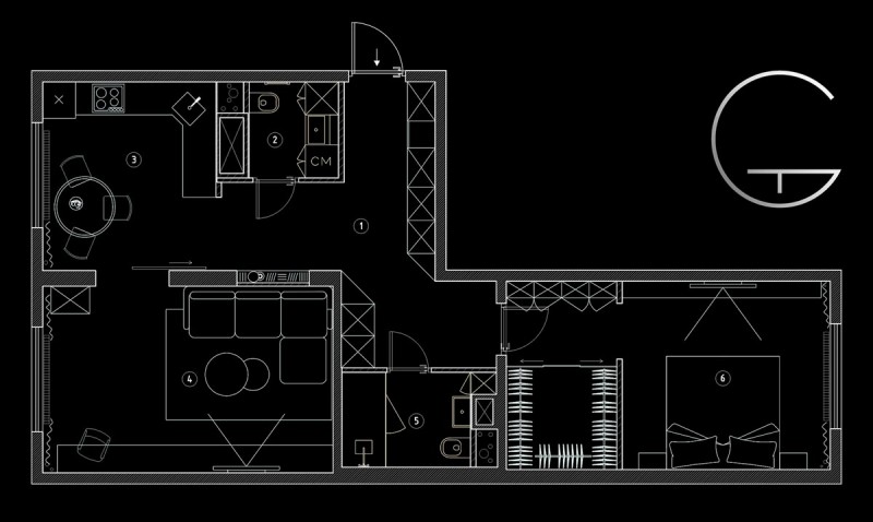 Глубокие гармоничные цвета чирок и терракотовый в интерьере небольшой квартиры