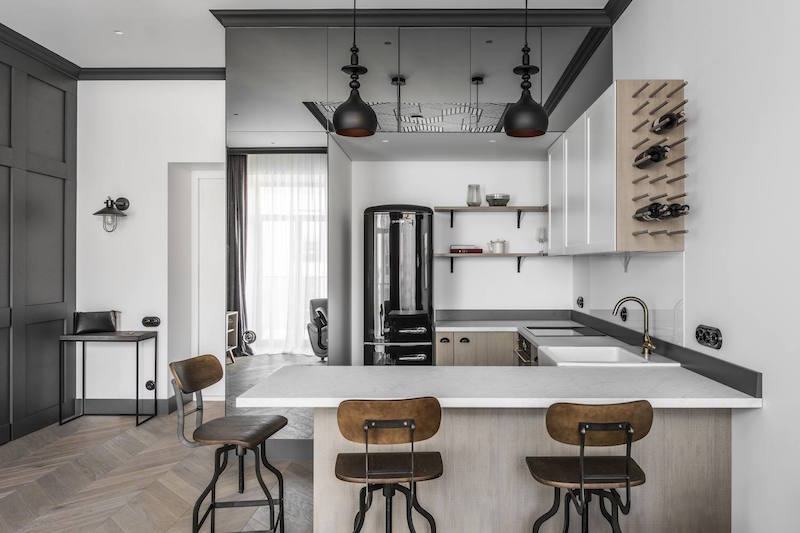 Небольшие городские апартаменты, оформленные в темных тонах Небольшие городские апартаменты, оформленные в темных тонах