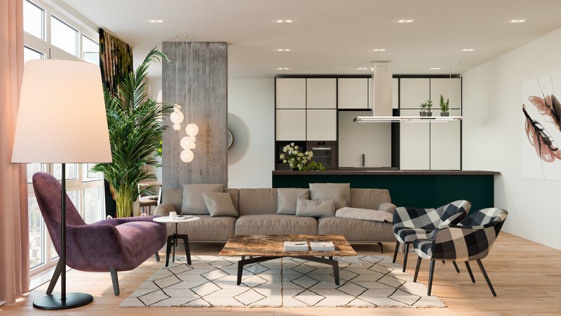 Оригинальное зонирование небольшой квартиры