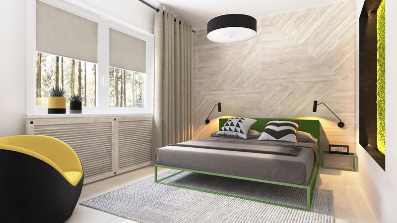 Интерьер с желто-зелеными акцентами