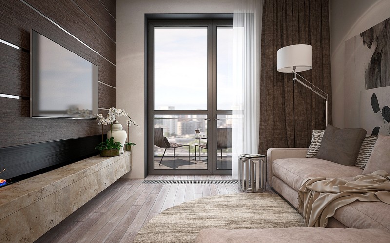 Интерьер варшавской квартиры в коричневых тонах Интерьер варшавской квартиры в коричневых тонах