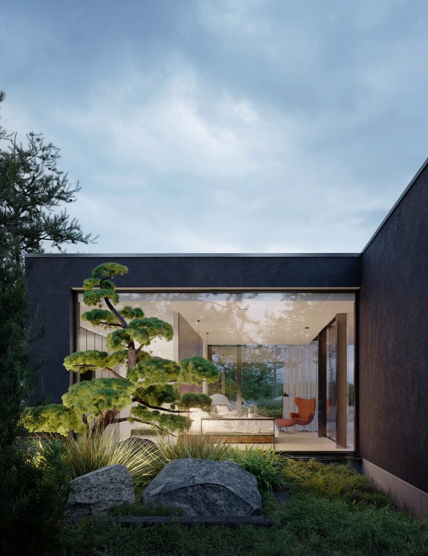 Финская вилла со стеклянными стенами и собственным пирсом