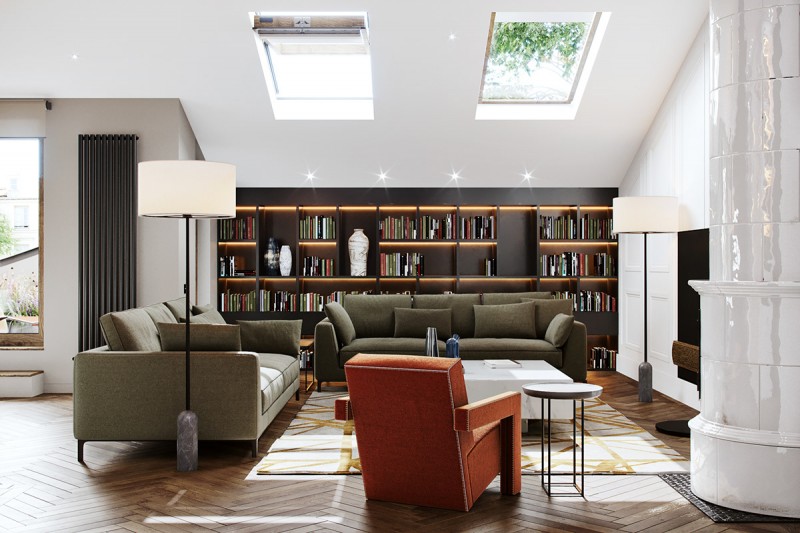 Строгий и роскошный интерьер двухуровневой квартиры Строгий и роскошный интерьер двухуровневой квартиры