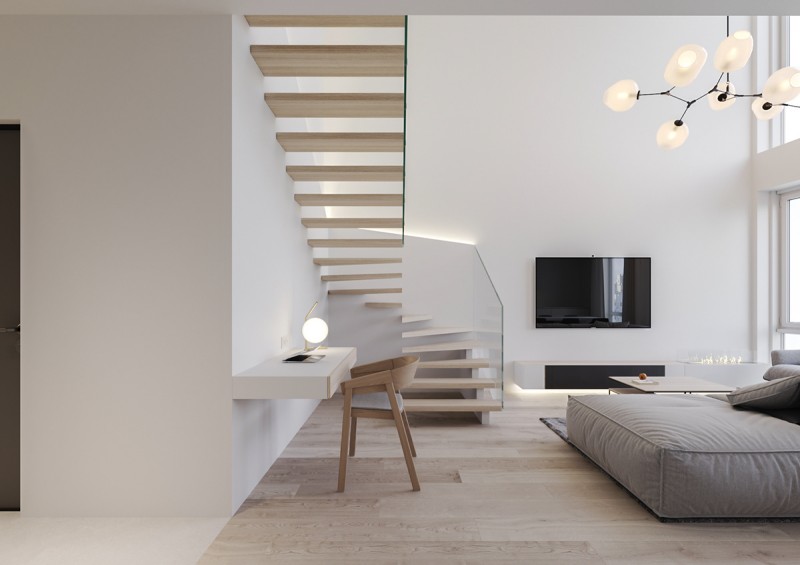 Двухуровневые апартаменты в стиле "минимализм" Двухуровневые апартаменты в стиле "минимализм"