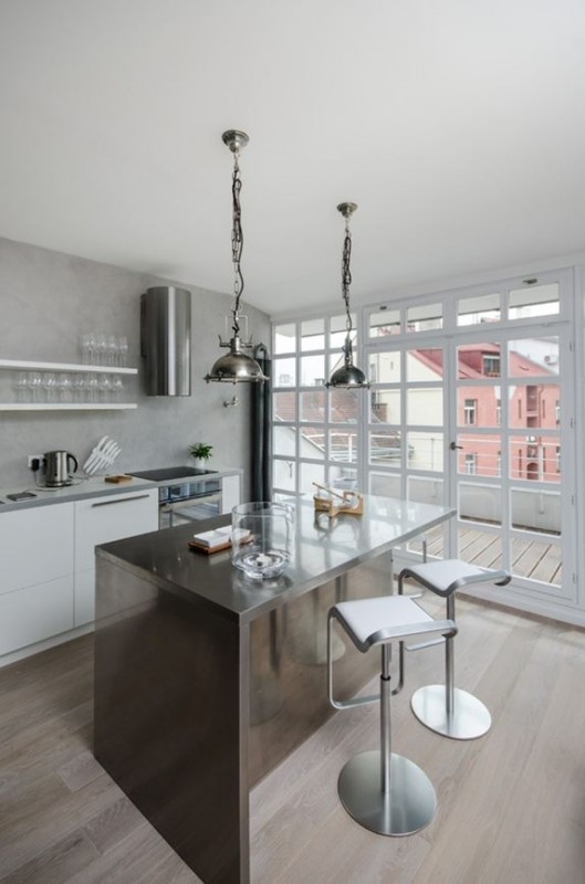 Интерьер мансарды в индустриальном стиле