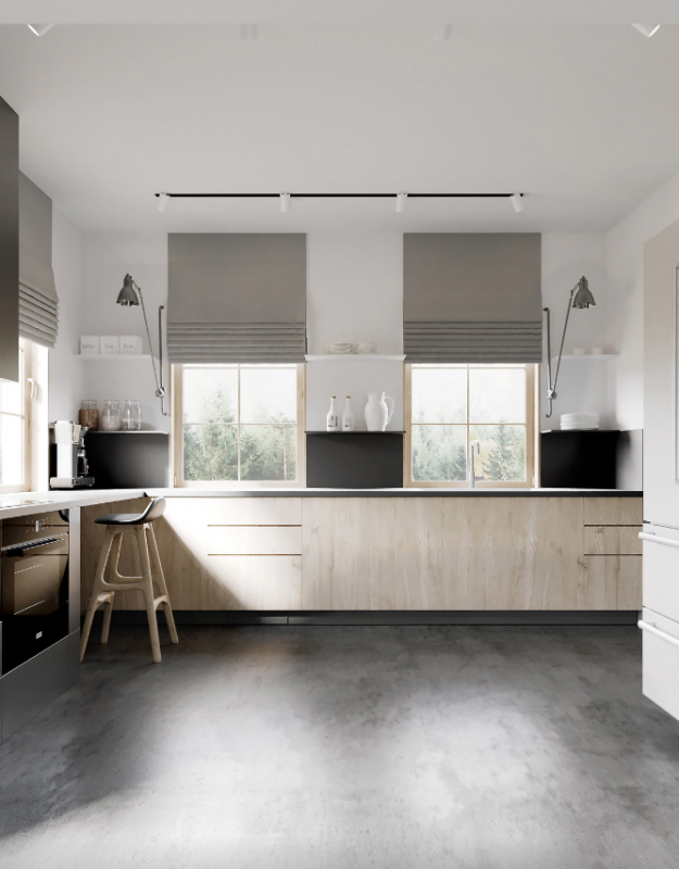 Умеренно аскетичное пространство для молодой семьи с двумя детьми Умеренно аскетичное пространство для молодой семьи с двумя детьми