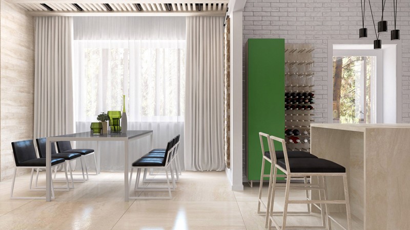 Интерьер с желто-зелеными акцентами