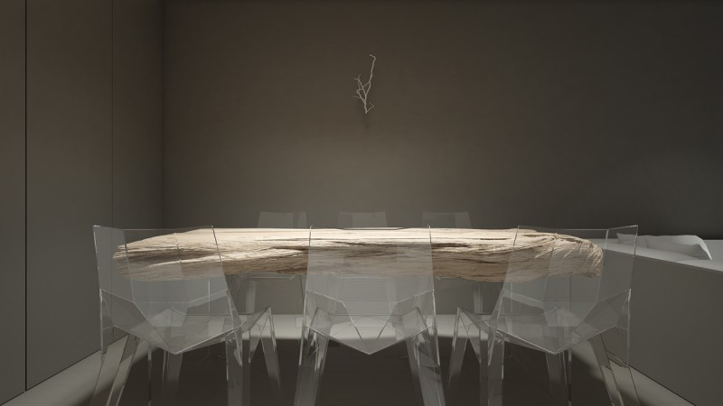 Комбинация белого с серым и акцентная мебель в дизайне квартиры