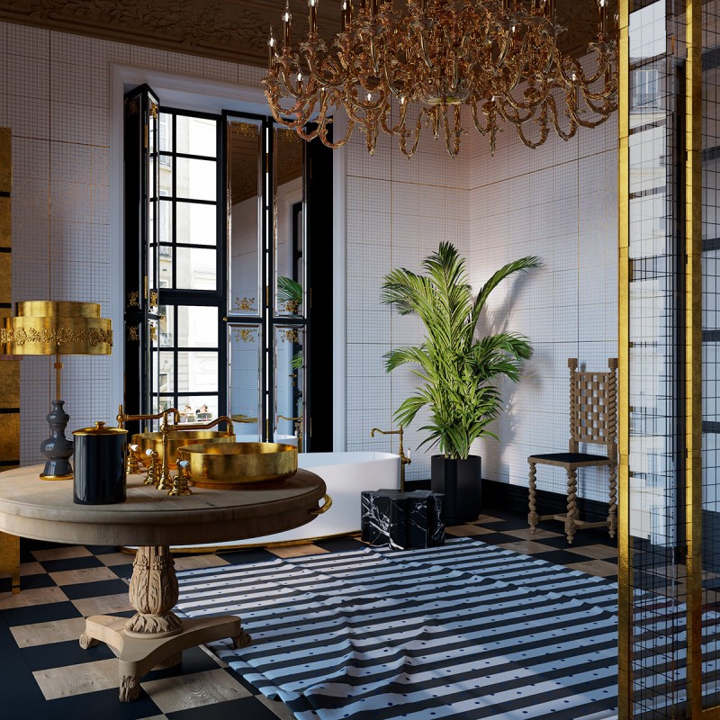 Золотые элементы в декоре просторного дома Золотые элементы в декоре просторного дома