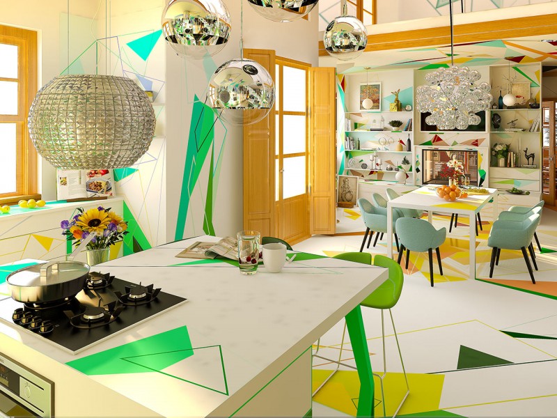 Интерьер дома в Софии, Болгария, вдохновленный работами импрессионистов XIX века Интерьер дома в Софии, Болгария, вдохновленный работами импрессионистов XIX века