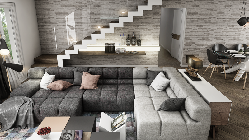 Монохромная гостиная Монохромная гостиная