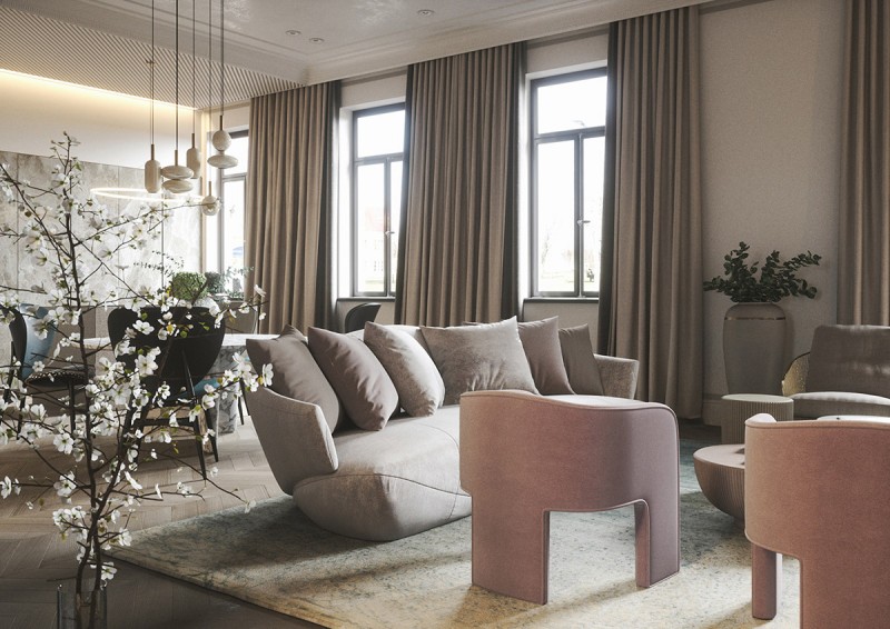 Пудровые оттенки в интерьере Пудровые оттенки в интерьере