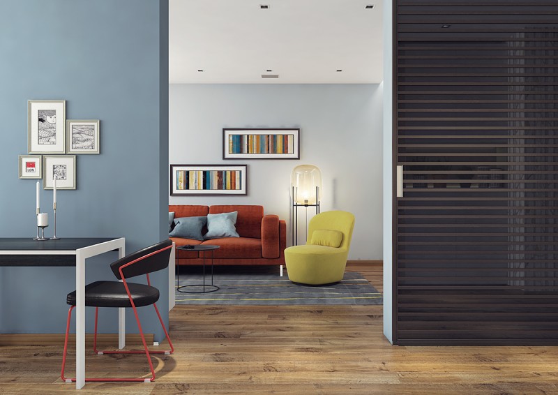 Акцент на яркие предметы в оформлении квартиры