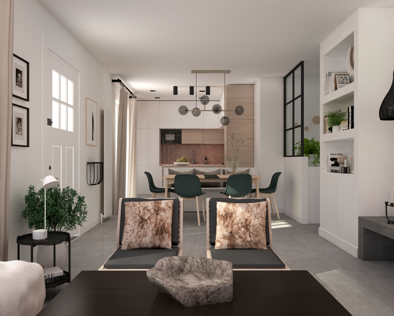 Интерьер квартиры в теплых нейтральных тонах