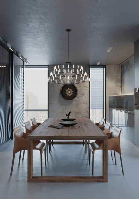 Мрачный, но уютный интерьер