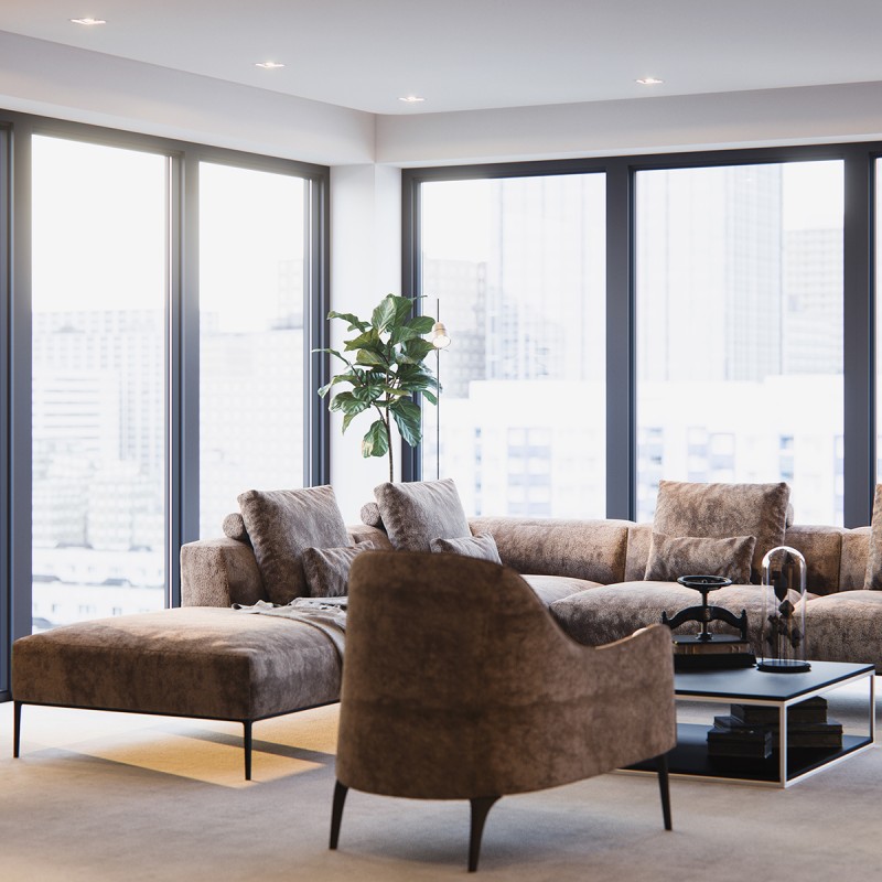 Пентхаус, оформленный в темных тонах