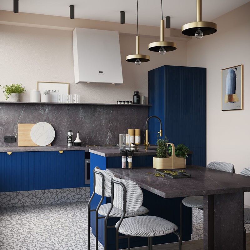 Дизайн интерьера с использованием оранжевого и синего