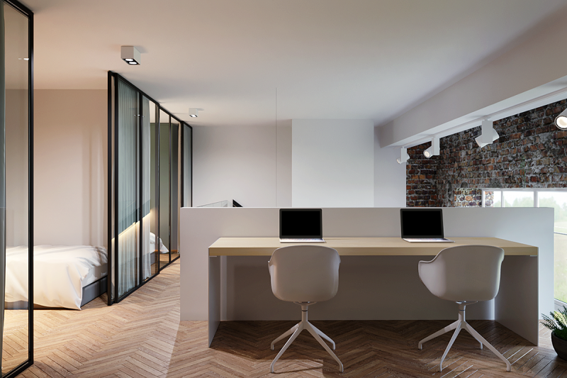 Минималистичный интерьер двухуровневой квартиры Минималистичный интерьер двухуровневой квартиры