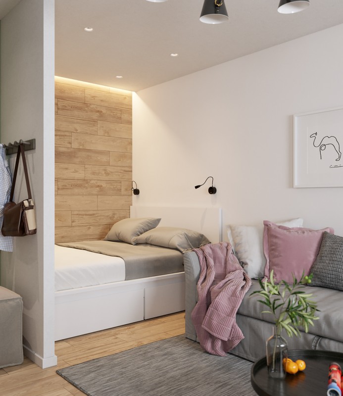 Небольшая квартира, оформленная в теплых тонах