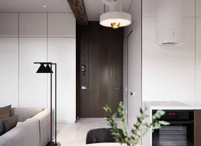 Контрастный интерьер небольшой квартиры