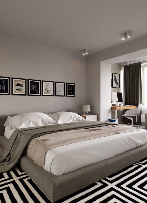 Интерьер в спокойных тонах с яркими акцентами