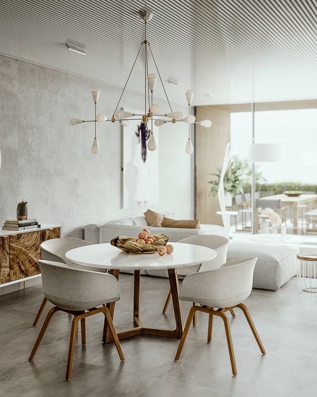 Комбинация белого цвета и природного оттенка древесины