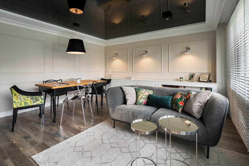 Небольшая квартира, оформленная в современном гламурном стиле, в городе Лодзь, Польша