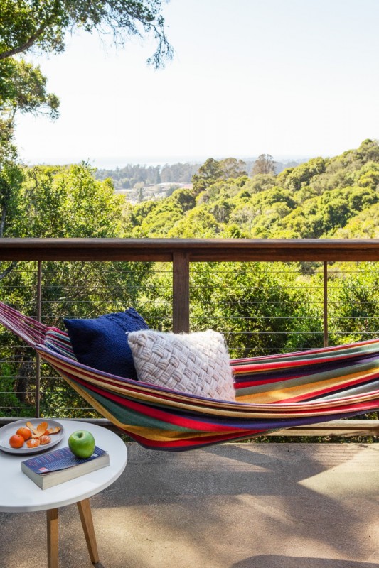 Панорамный вид на лес в уединенном "домике" на дереве Панорамный вид на лес в уединенном "домике" на дереве