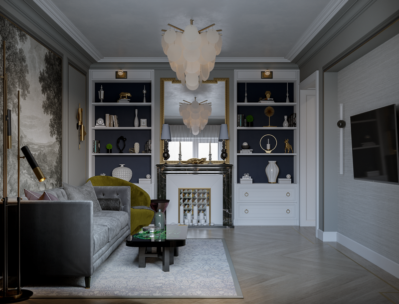 Гостиная в неоклассическом стиле Гостиная в неоклассическом стиле