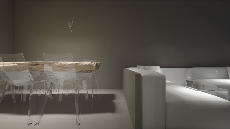 Комбинация белого с серым и акцентная мебель в дизайне квартиры