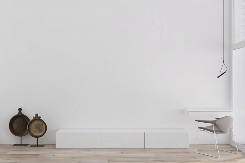 Сочетание белого, серого и кремово-бежевого цветов в интерьере двухуровневой квартиры Сочетание белого, серого и кремово-бежевого цветов в интерьере двухуровневой квартиры