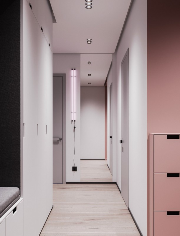 Квартира в серо-розовых тонах