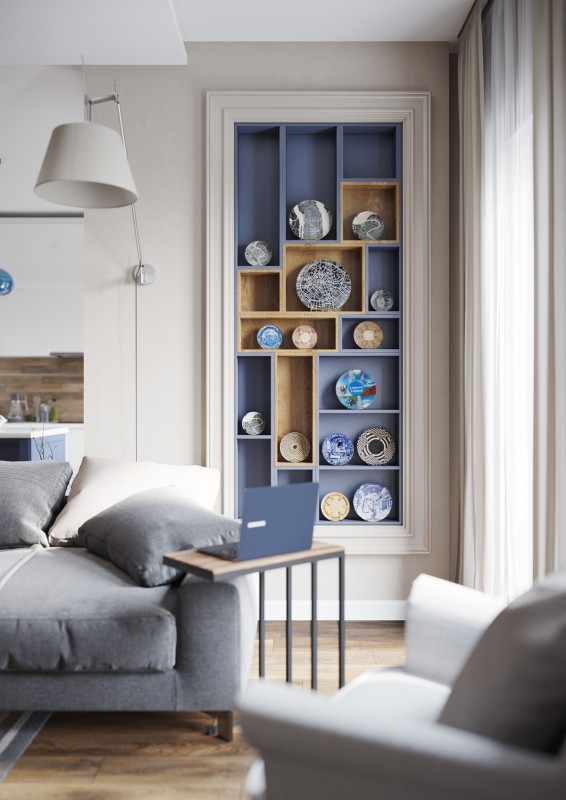 Синие акценты в интерьере