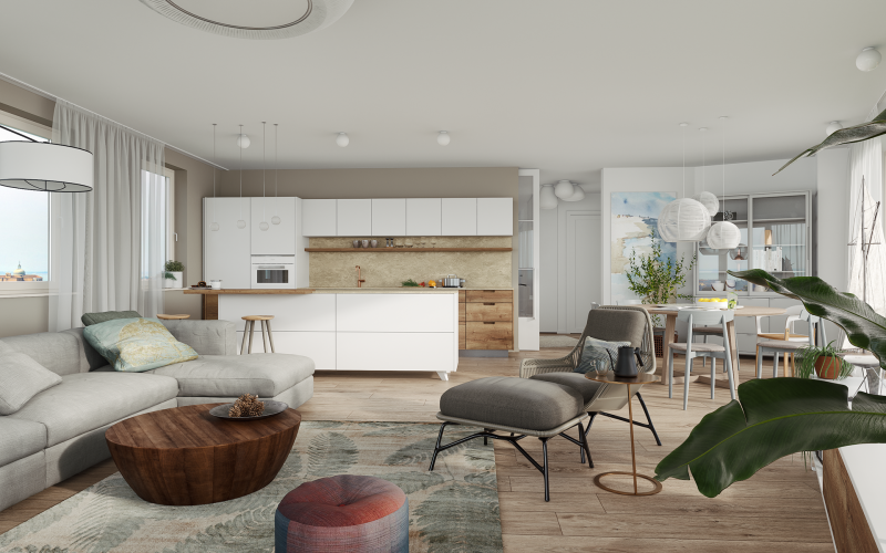 Элегантная резиденция, оформленная в светлой палитре