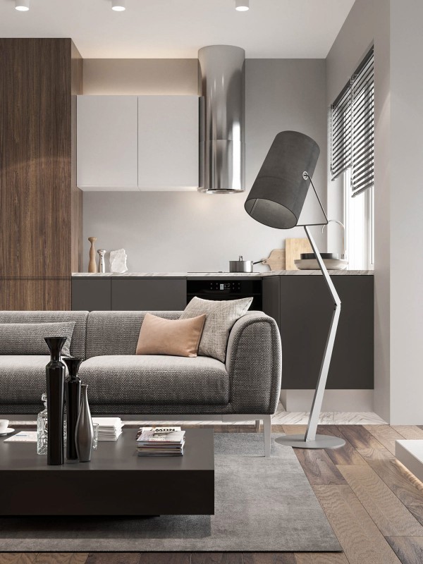 Монохромный интерьер квартиры в Кракове