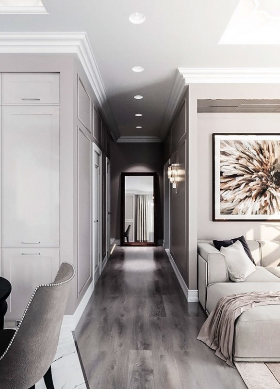 Гостиная, оформленная в бежевых тонах