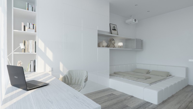 Минималистичный однотонный дизайн интерьера Минималистичный однотонный дизайн интерьера