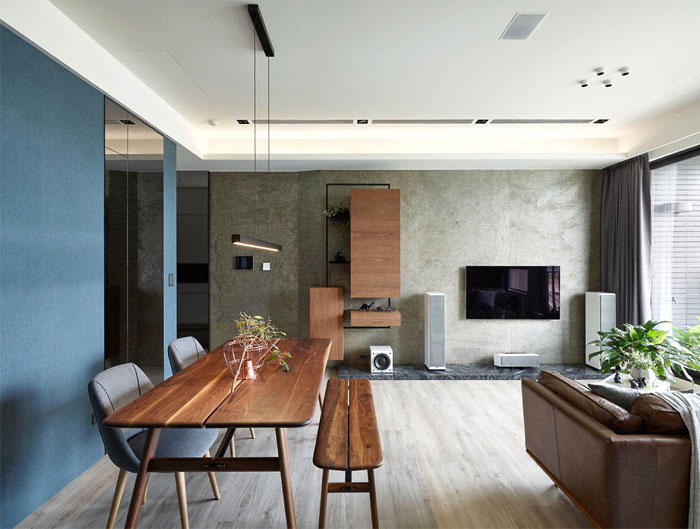 Оттенки синего в интерьере апартаментов в Тайбэе Оттенки синего в интерьере апартаментов в Тайбэе