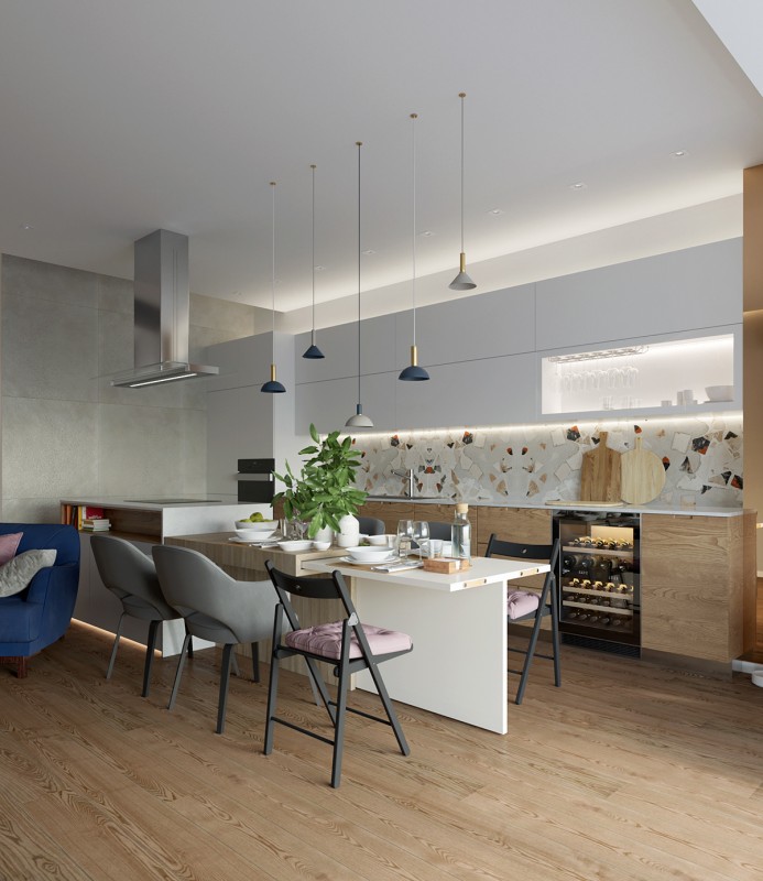 Просторные апартаменты в пастельных тонах