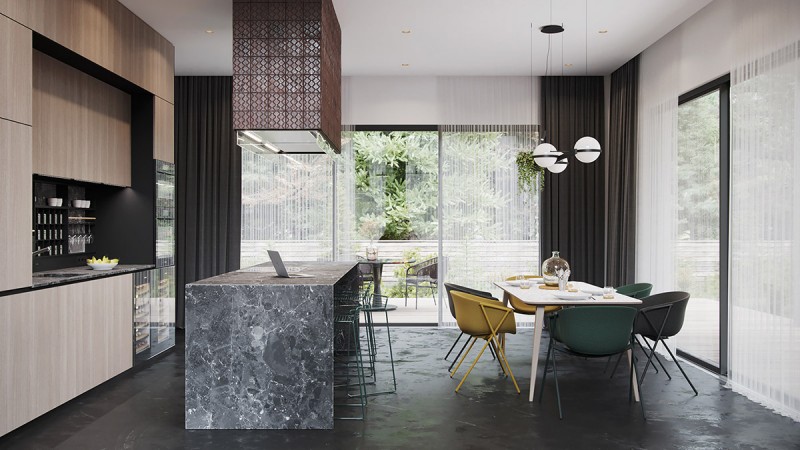 Темный декор с красочными акцентами