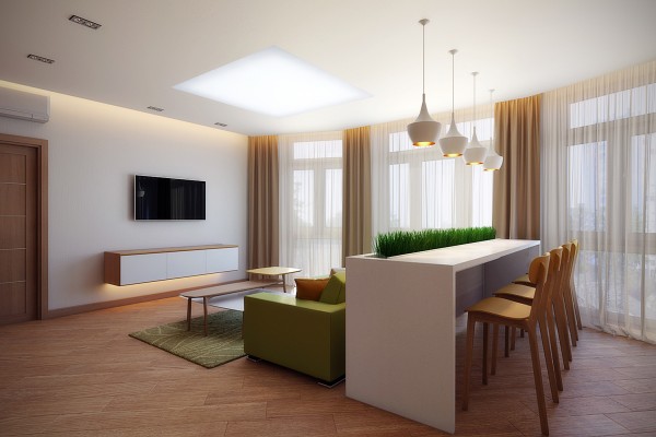 Уютная квартира с мягкими цитрусовыми акцентами