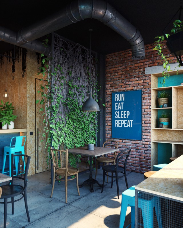 Кафе в индустриальном стиле Кафе в индустриальном стиле